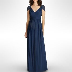 JENNY Packham Lux Chiffon Column Bridesmaid Gown Size 4R Cutout Back NWT